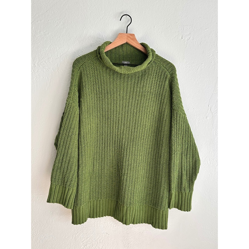 Aerie Womens Olive Green Oversized Chunky Knit Mock Neck Sweater Small